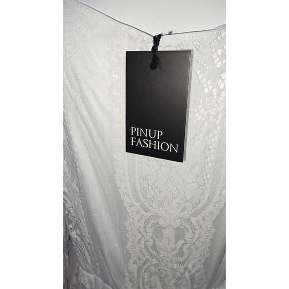 Pinup Fashion Women's Floral Lace Wedding Dress,3/4 Sleeve, Sz 14, Boho NWT - Picture 5 of 7